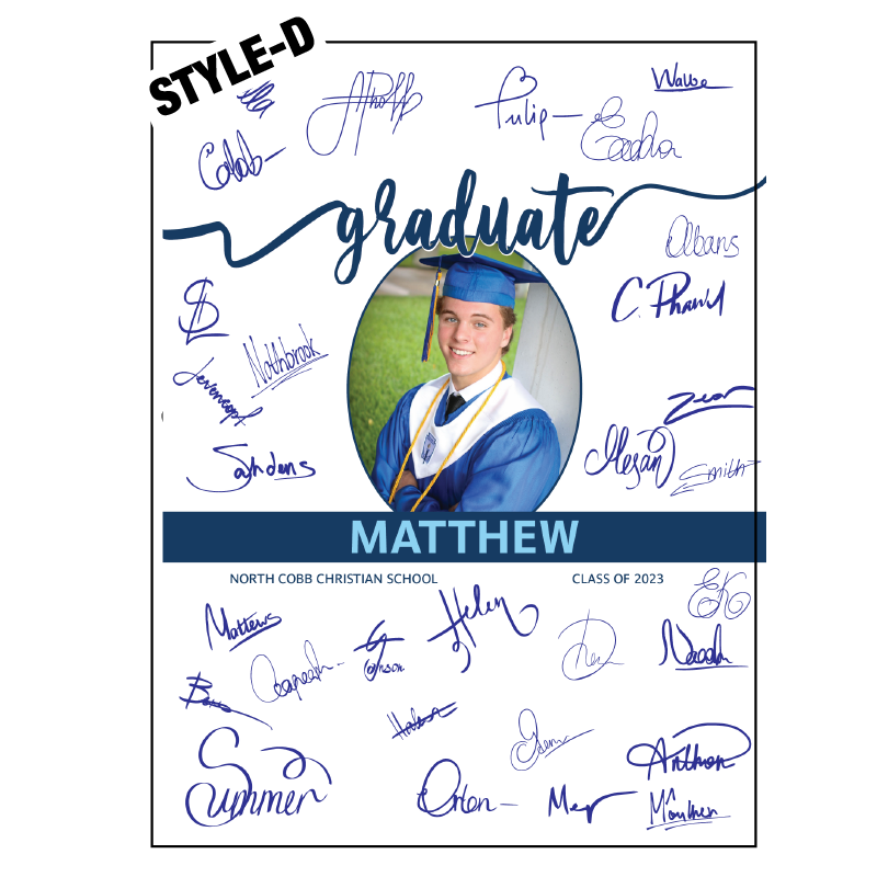 Graduate's signing board